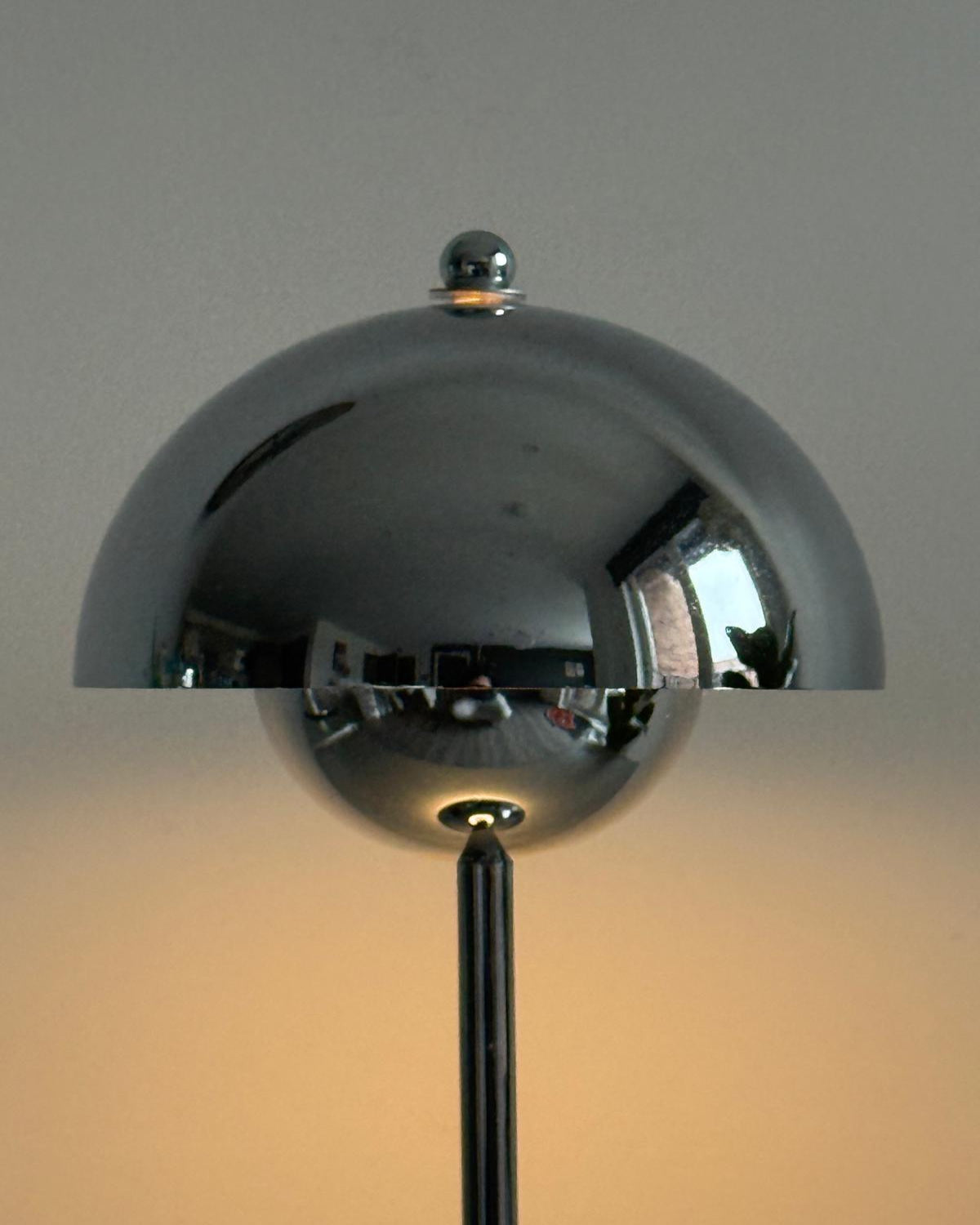 CHROME SILVER OMINA MODERN CHROME MUSHROOM TABLE LAMP