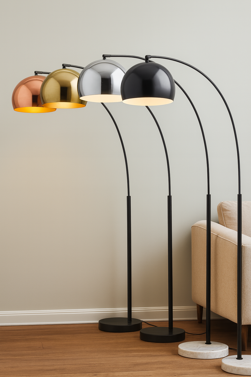 AQUA CHROME ARC FLOOR LAMP – MODERN CURVED