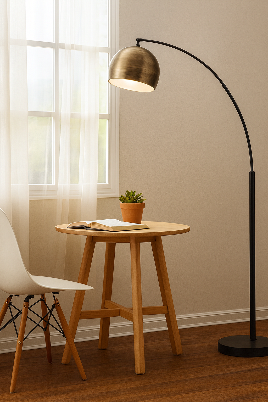 AQUA CHROME ARC FLOOR LAMP – MODERN CURVED