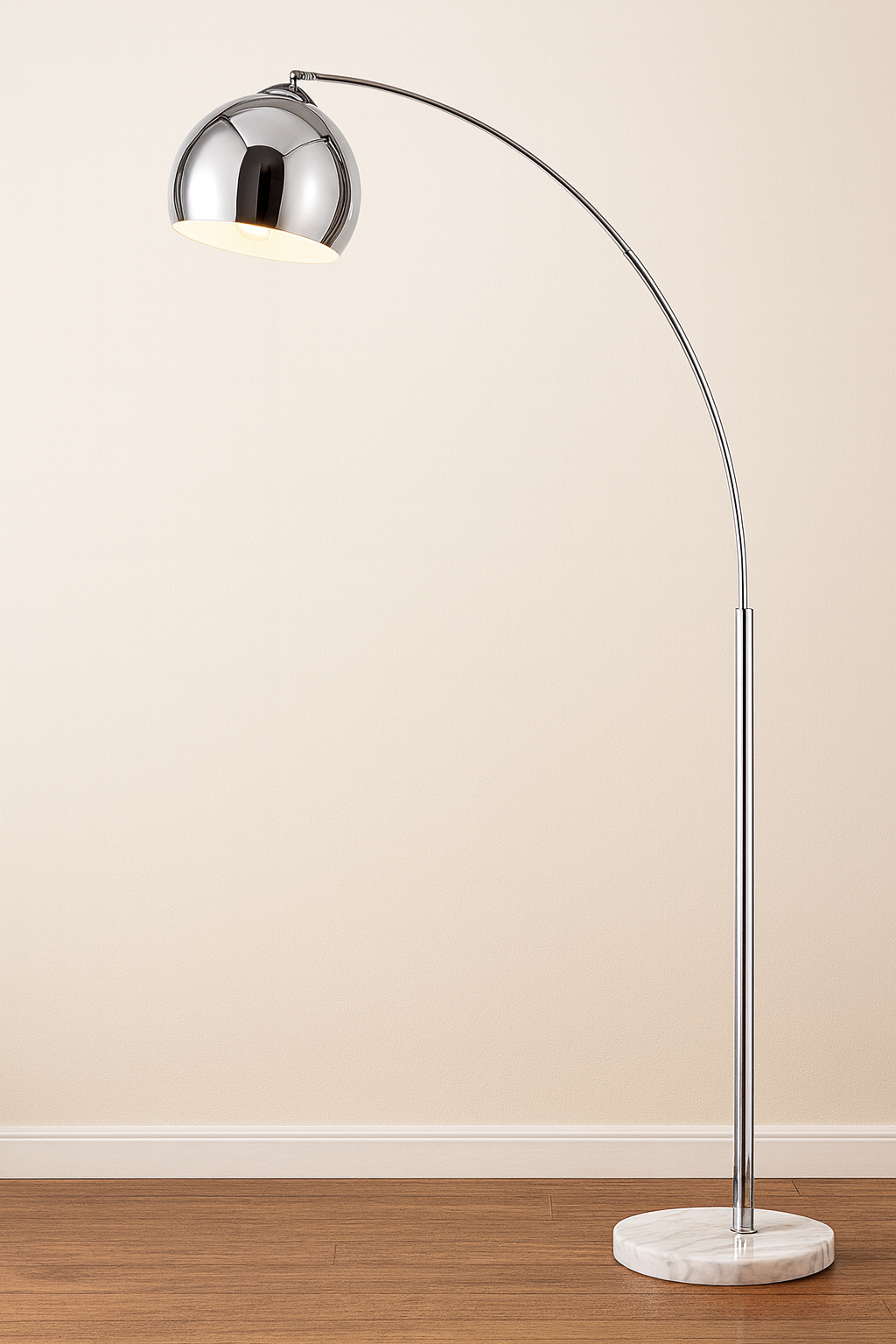 AQUA CHROME ARC FLOOR LAMP – MODERN CURVED