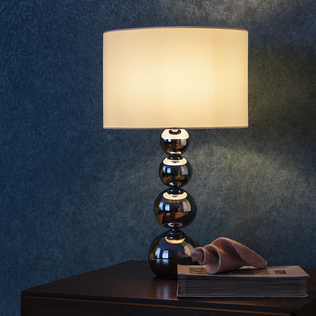 AMARO CHROME STACKED MODERN TABLE LAMP