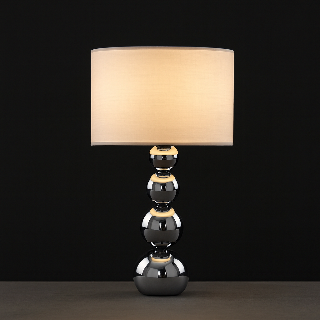 AMARO CHROME STACKED MODERN TABLE LAMP