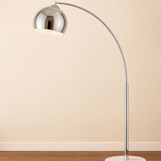 AQUA CHROME ARC FLOOR LAMP – MODERN CURVED