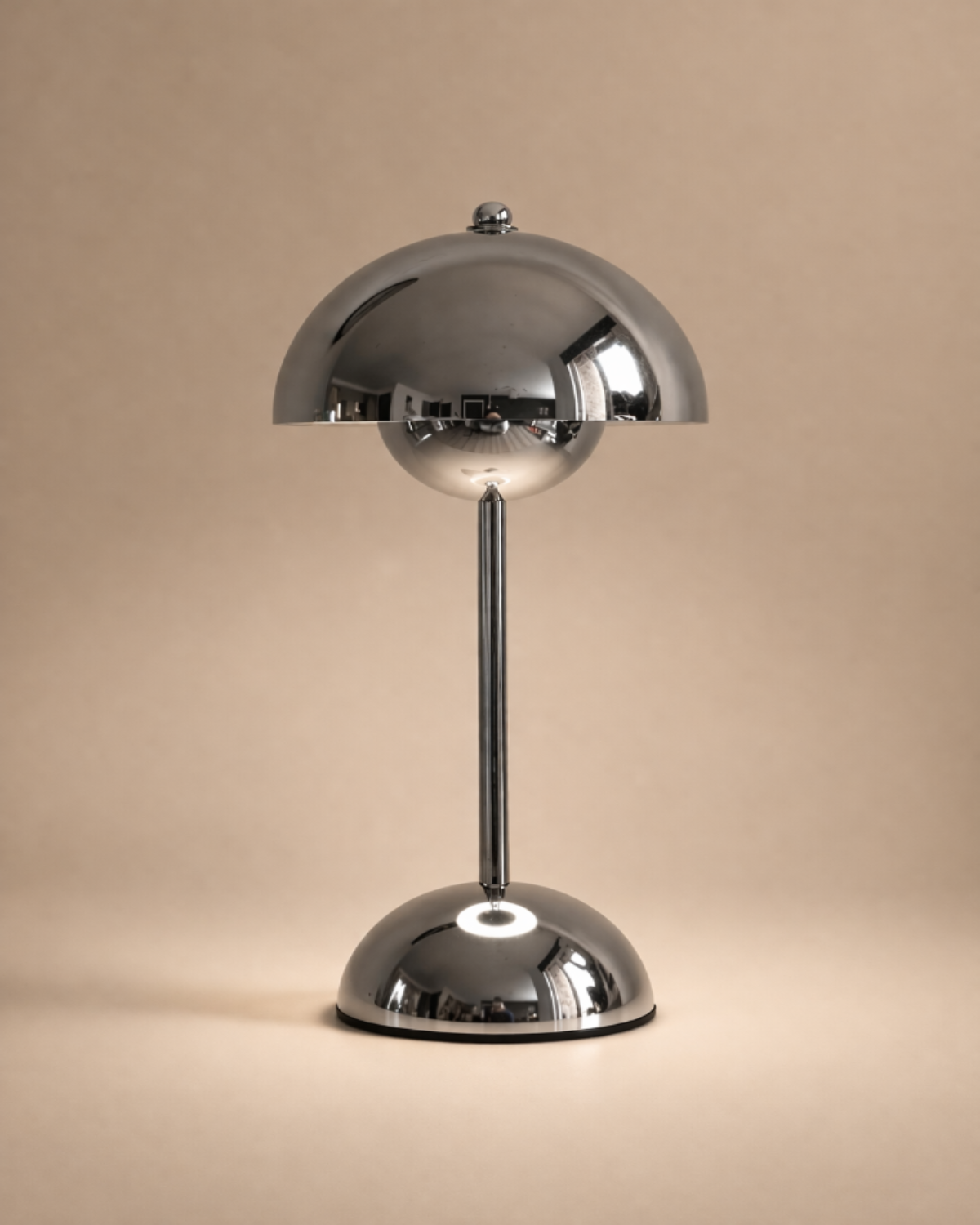 CHROME SILVER OMINA MODERN CHROME MUSHROOM TABLE LAMP