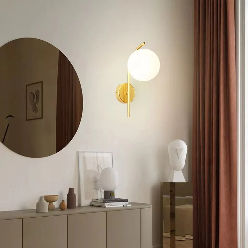 FROSTED GLASS BALL LED WALL LIGHT
