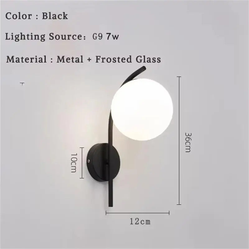 FROSTED GLASS BALL LED WALL LIGHT