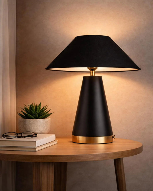 REMO MATTE BLACK CONE TABLE LAMP MODERN MINIMALIST